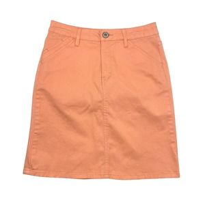 Vintage 90s Faded Glory Orange Mimosa Stretch Denim Short Skirt Ladies Size 4